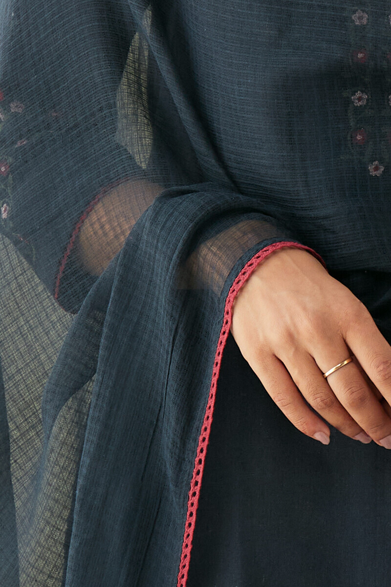 Blue Handcrafted Kota Dupatta