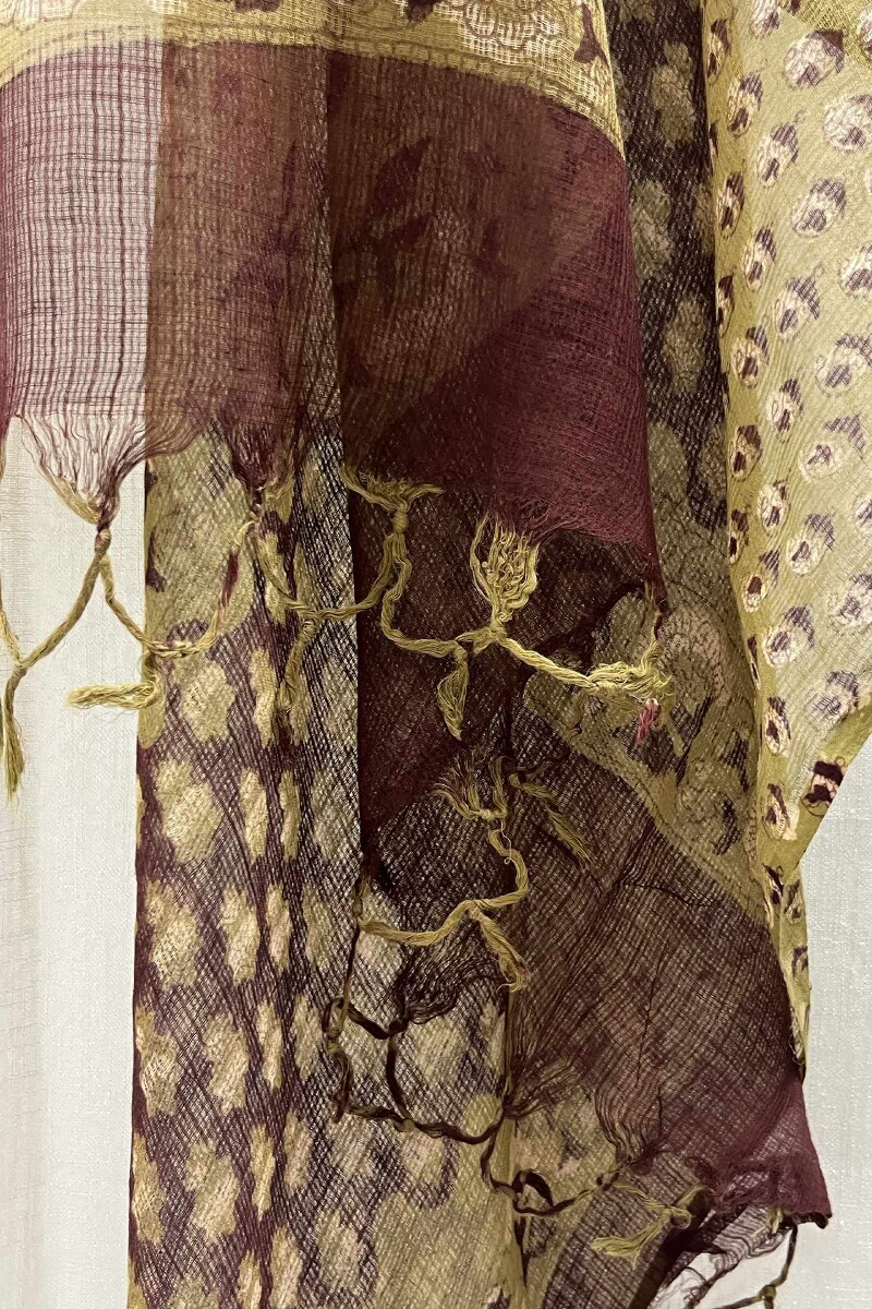 Olive Green Hand Block-Printed Kota Dupatta