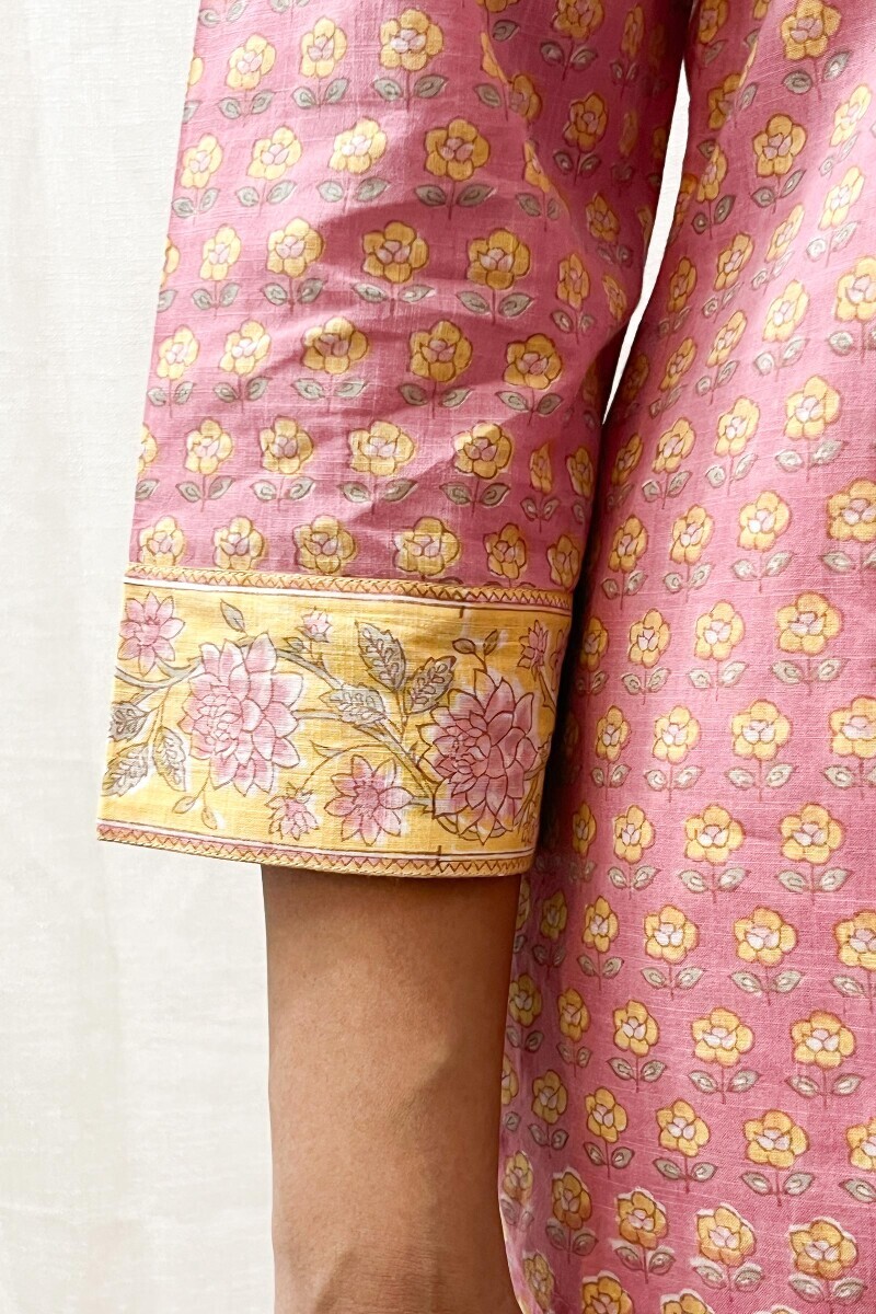 Pink Hand Block-Printed Cotton Loungewear Set