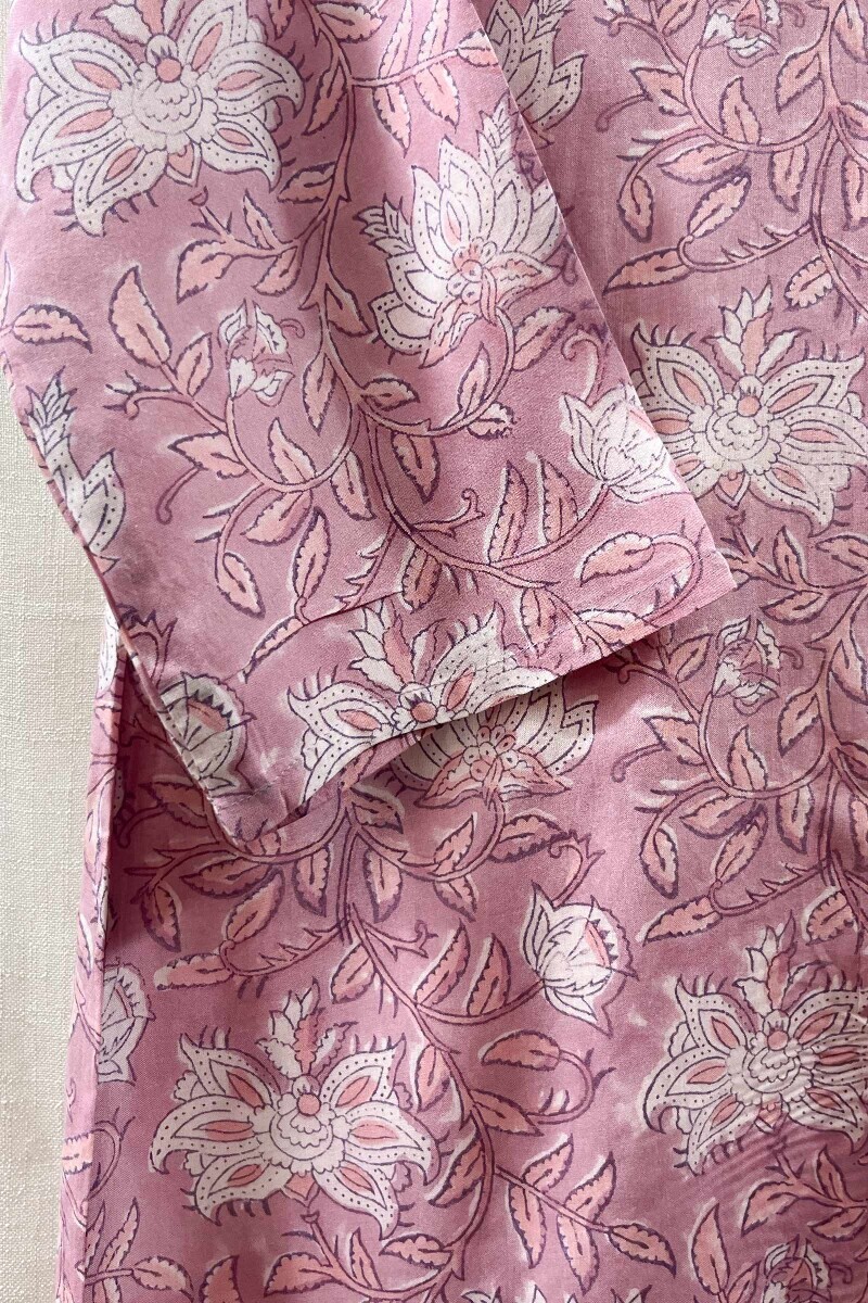 Pink Hand Block-Printed Modal Top