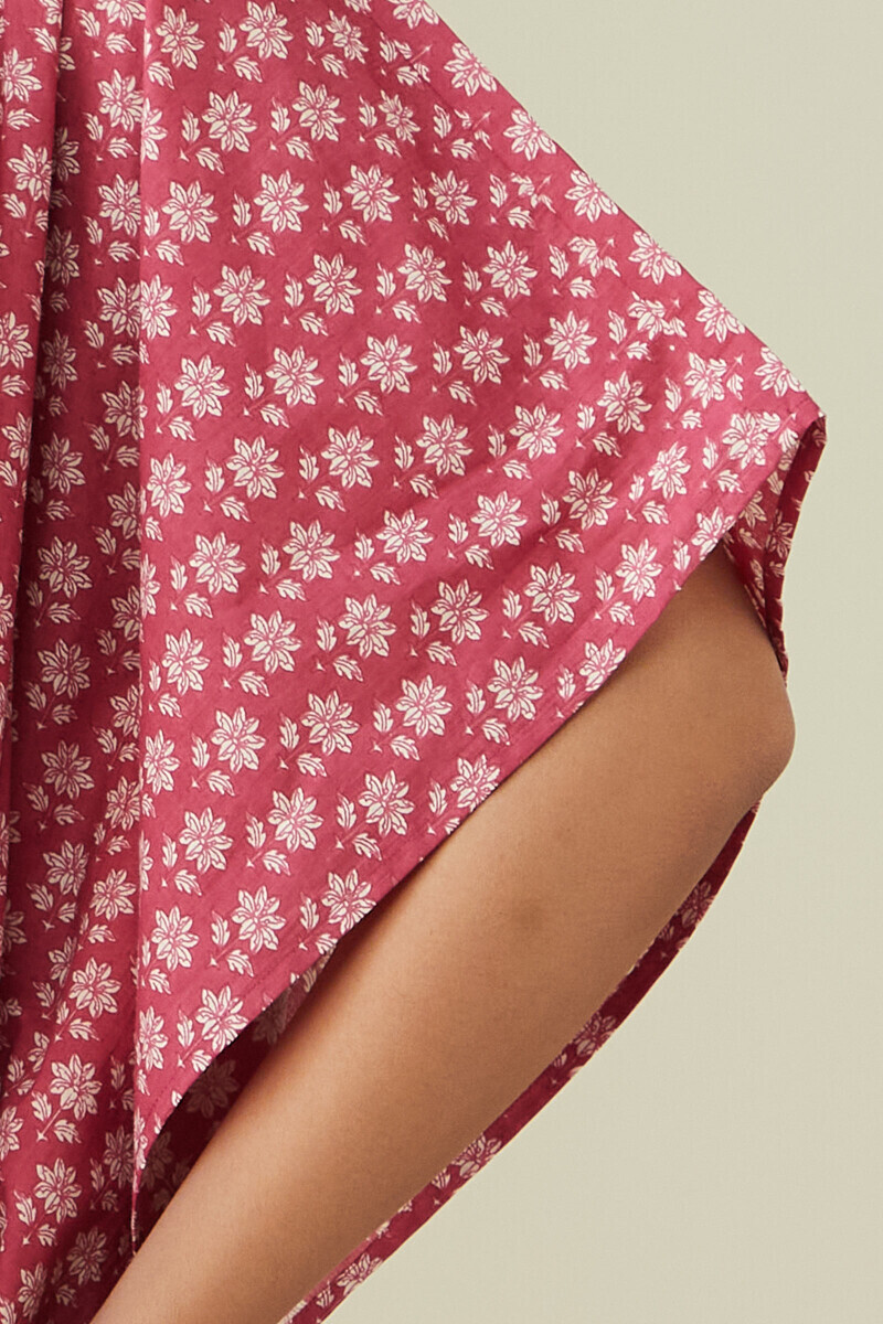 Pink Hand Printed Cotton Kaftan