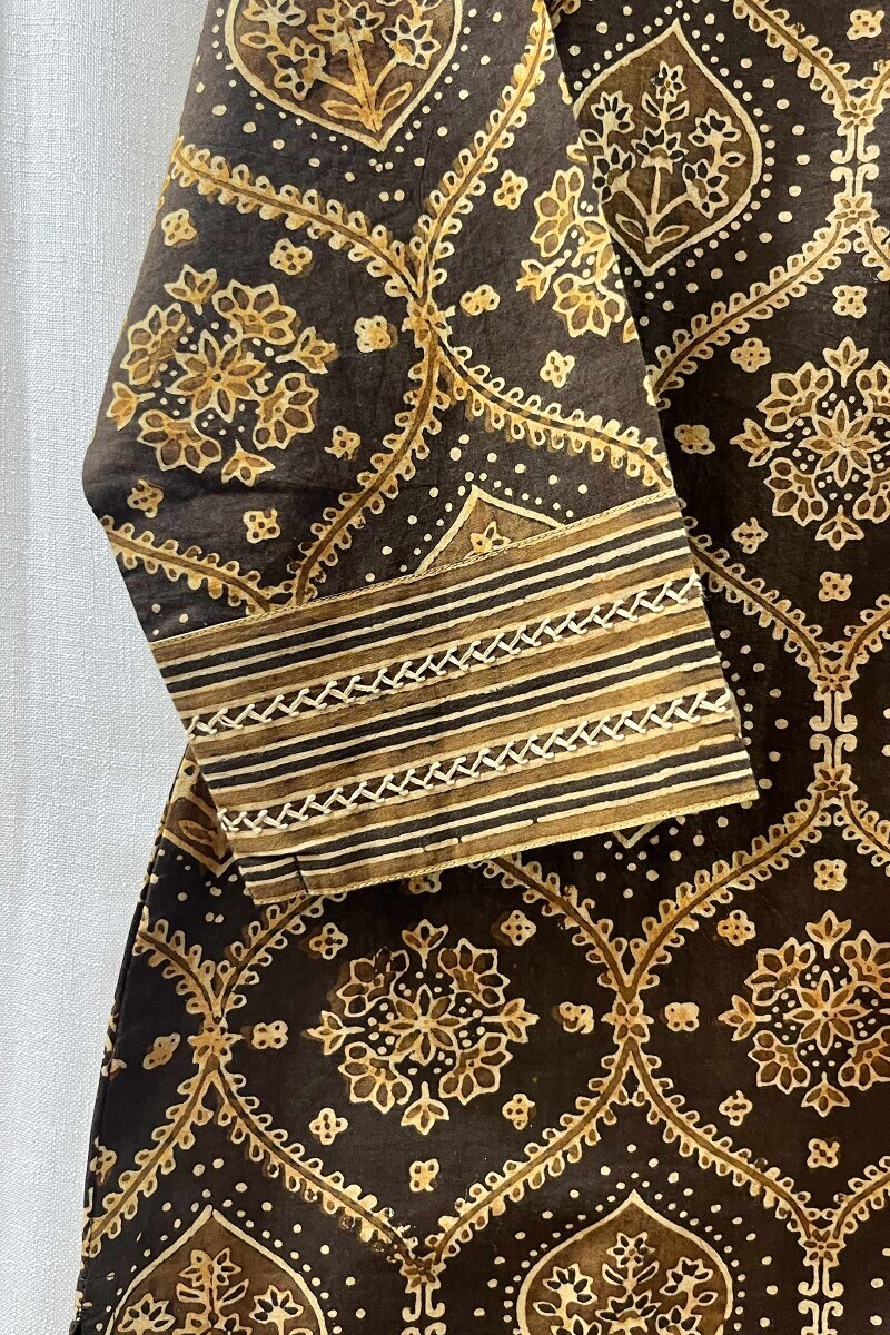 Ajrak Hand Block-Printed Straight Cotton Kurta
