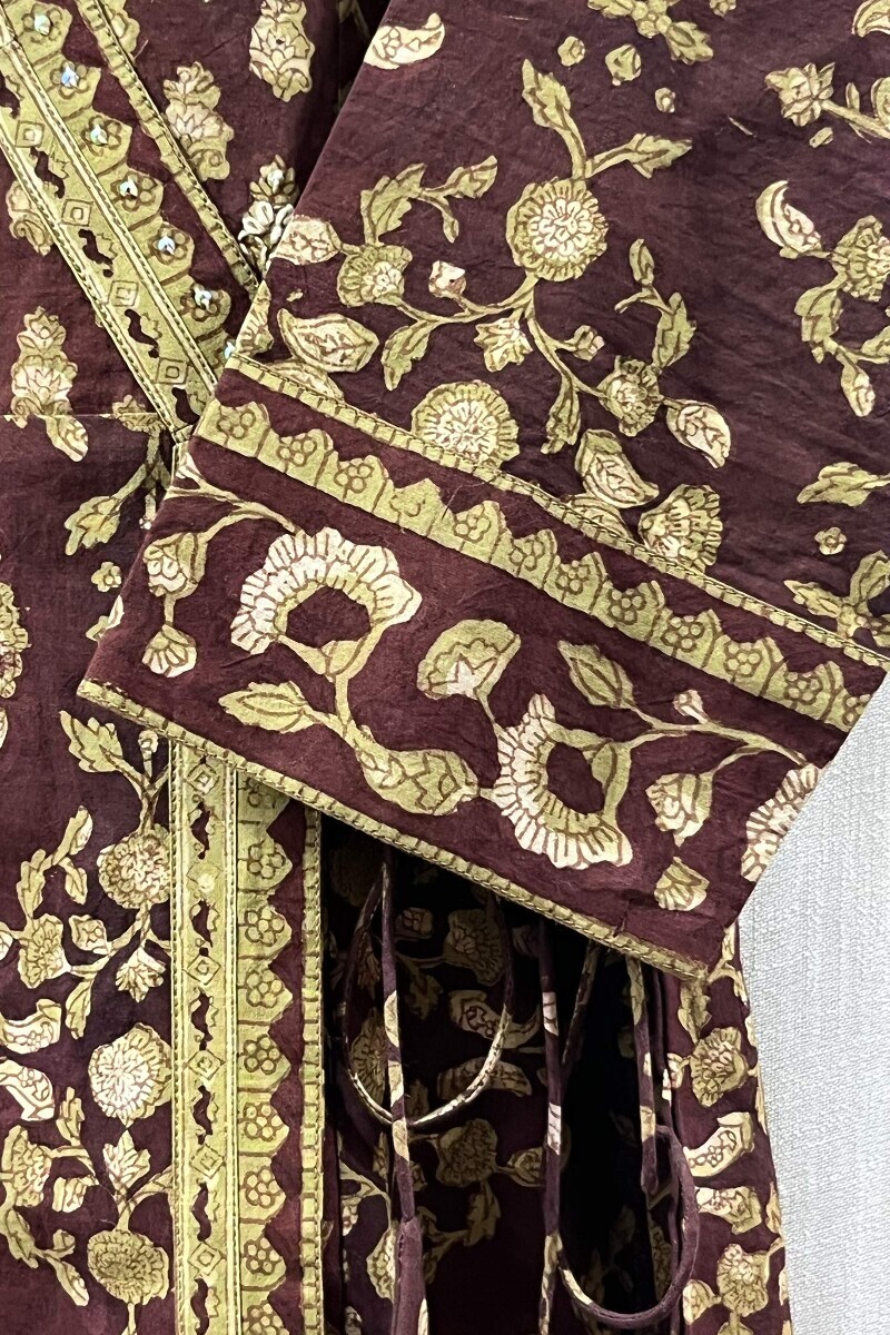 Bagru Hand Block-Printed Angrakha Cotton Kurta