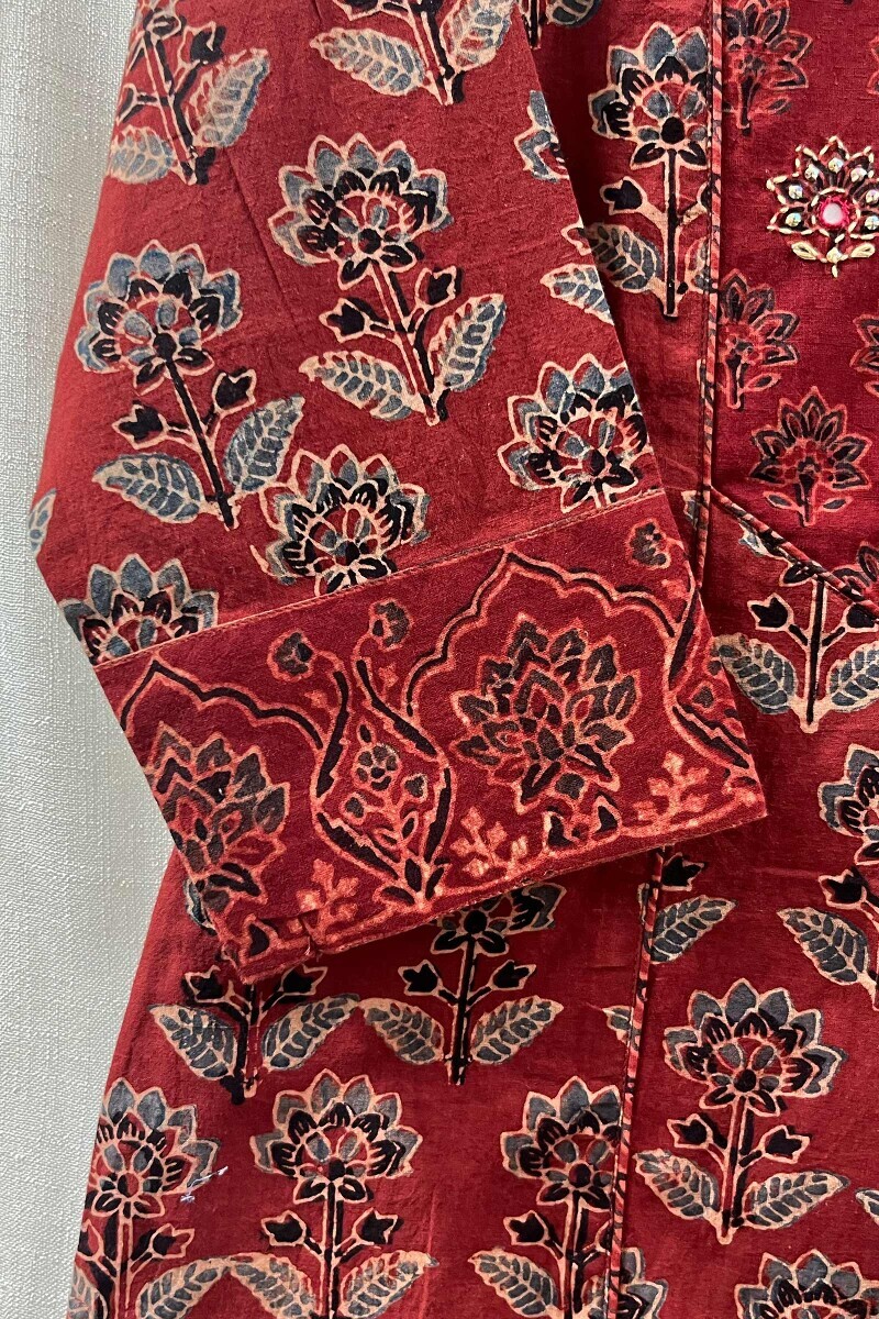 Ajrak Hand Block-Printed Straight Cotton Kurta