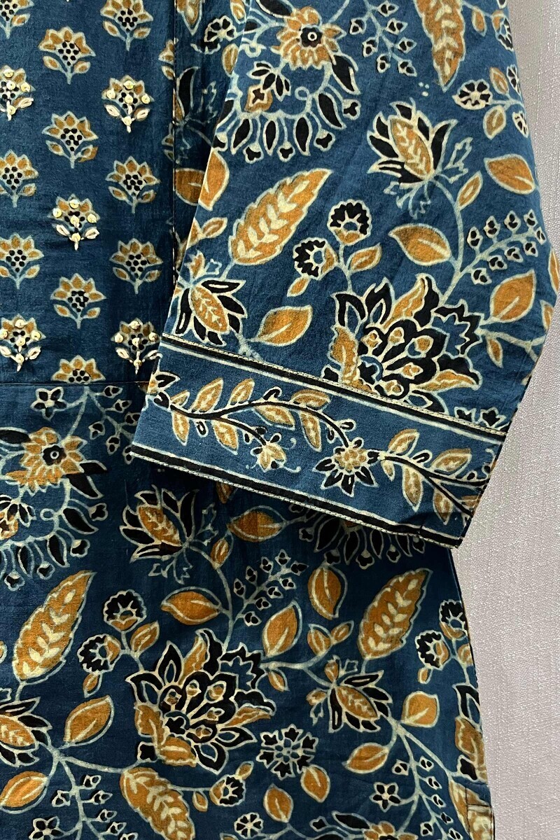 Ajrak Hand Block-Printed Straight Cotton Kurta