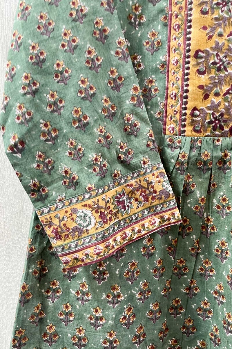 Green Hand Block-Printed Cotton Top