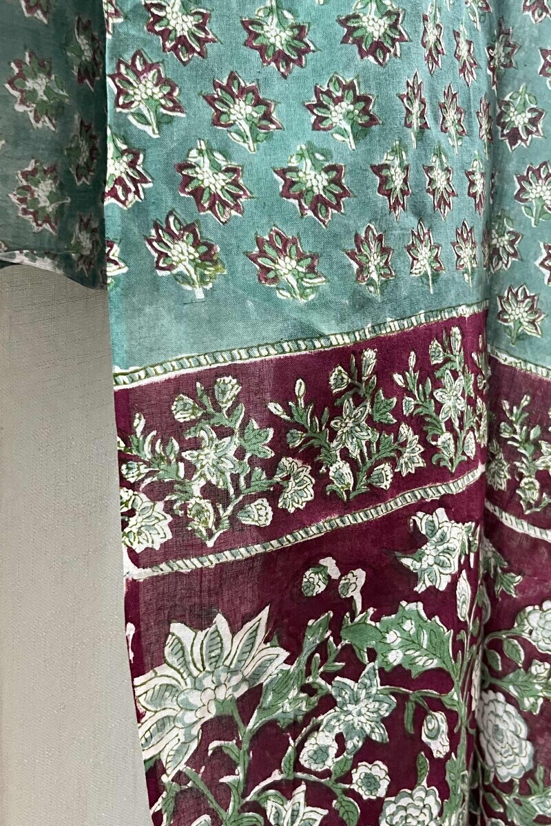 Green Hand Block-Printed Cotton Mul Dupatta