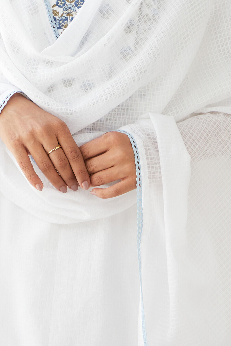 White Handcrafted Kota Dupatta