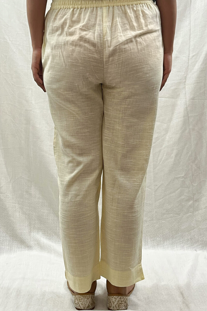 Off-White Handcrafted Cotton Slub Narrow Pants