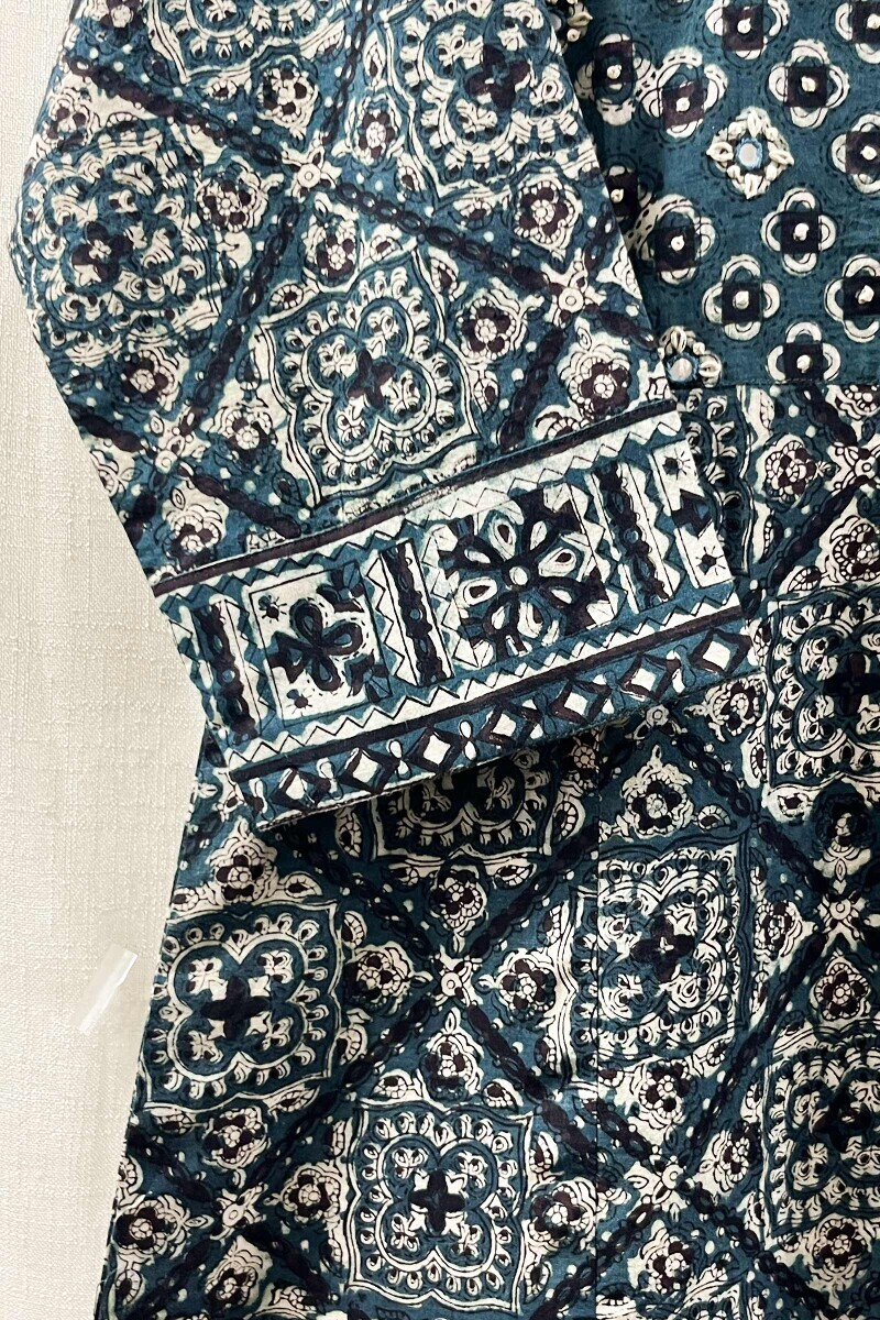 Bagru Hand Block-Printed A-Line Cotton Kurta