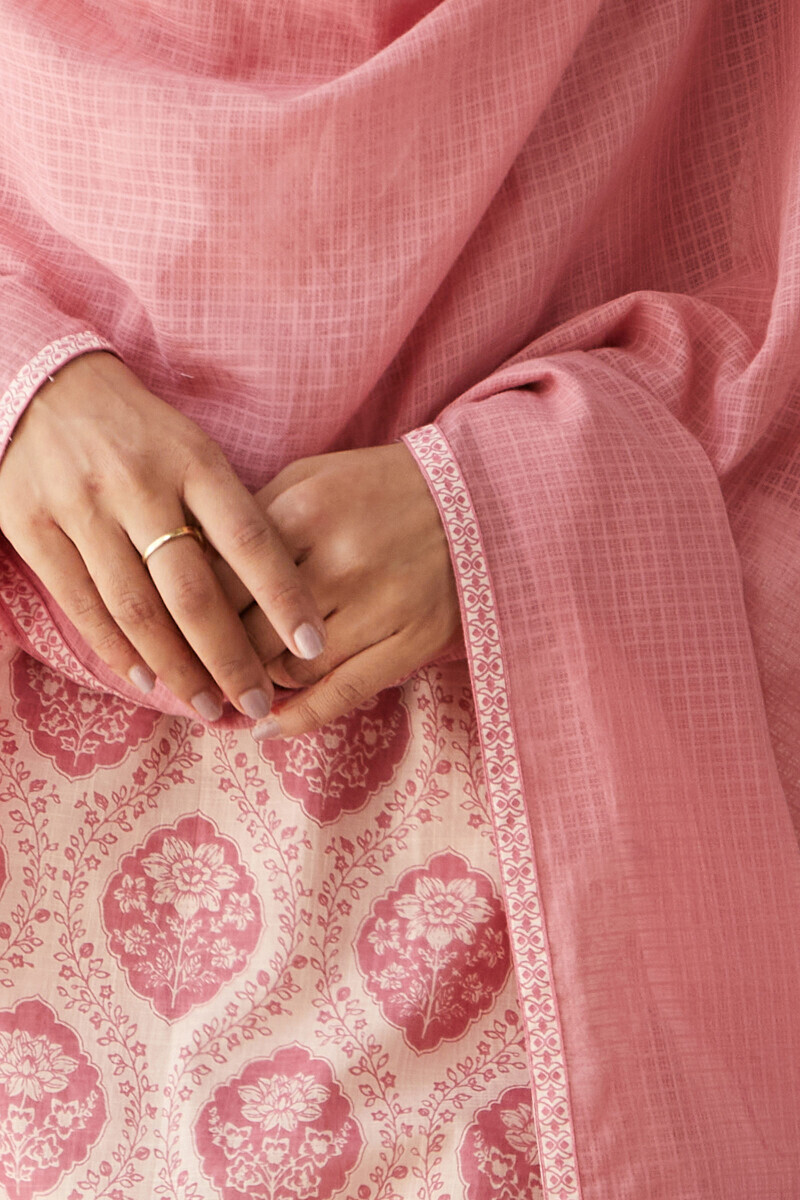 Pink Handcrafted Kota Dupatta