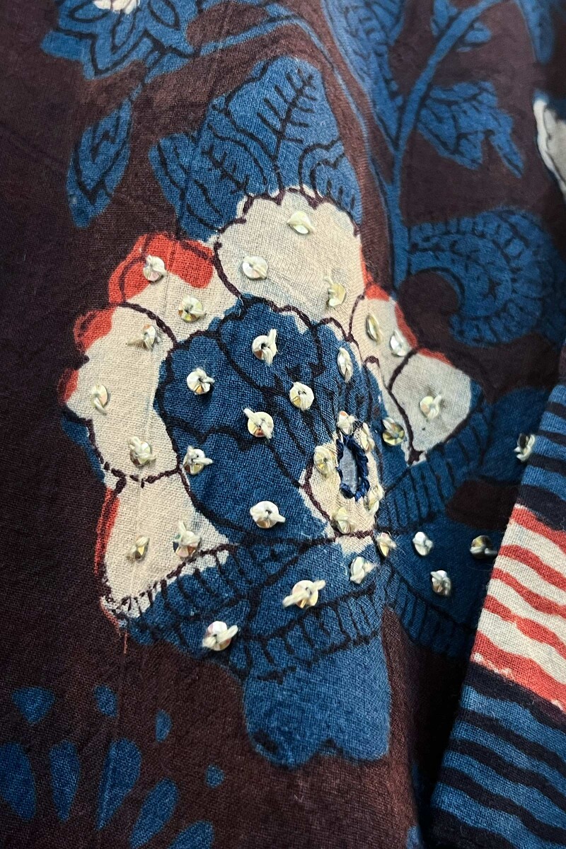 FG Specials: 1 of 1- Blue Hand Block-Printed Straight Cotton Kurta