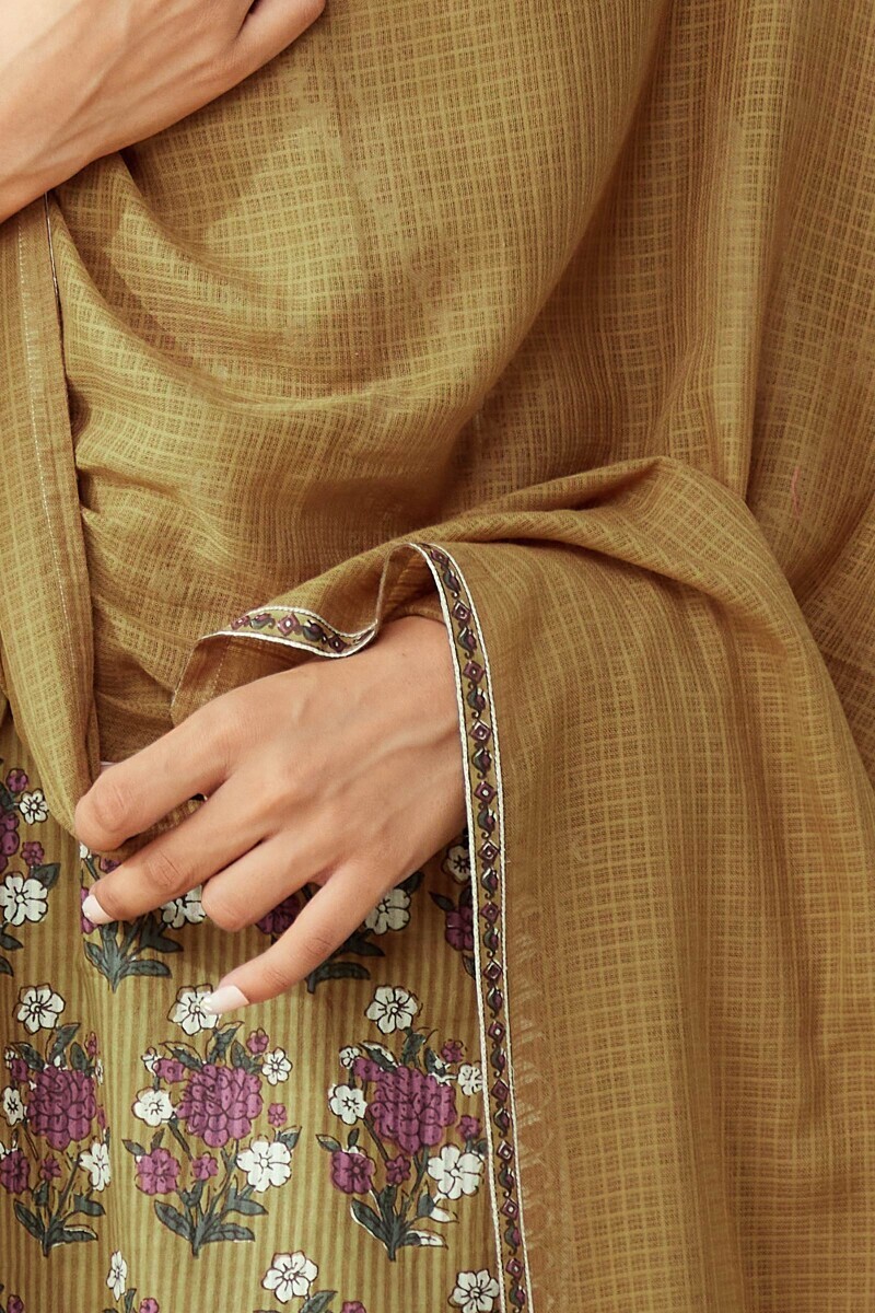 Mustard Handcrafted Kota Dupatta