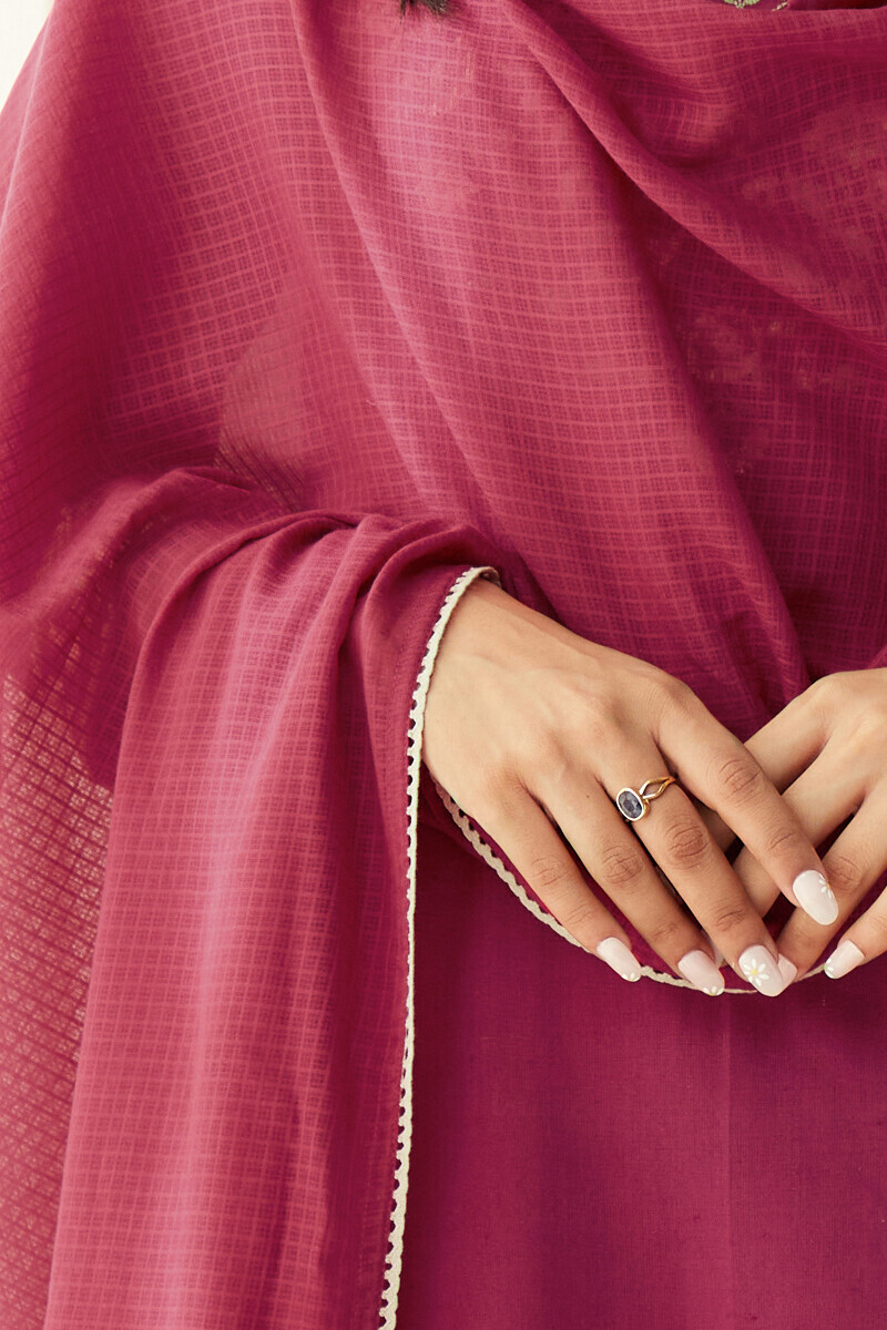 Pink Handcrafted Kota Dupatta