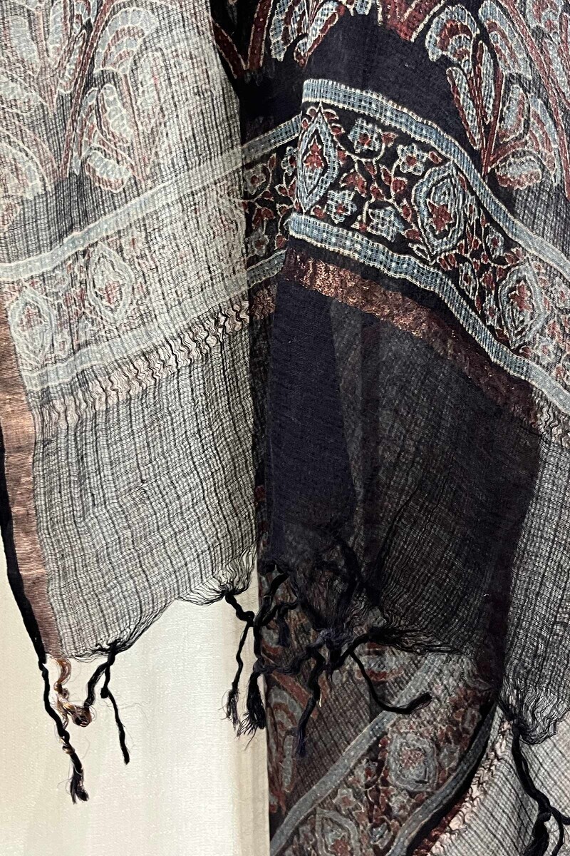 Ajrak Hand Block-Printed Kota Dupatta