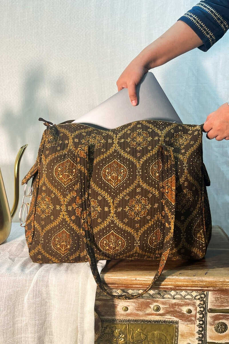 Ajrak Hand Block-Printed Cotton Duffel Bag