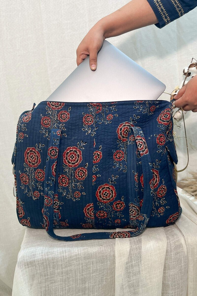 Ajrak Hand Block-Printed Cotton Duffel Bag