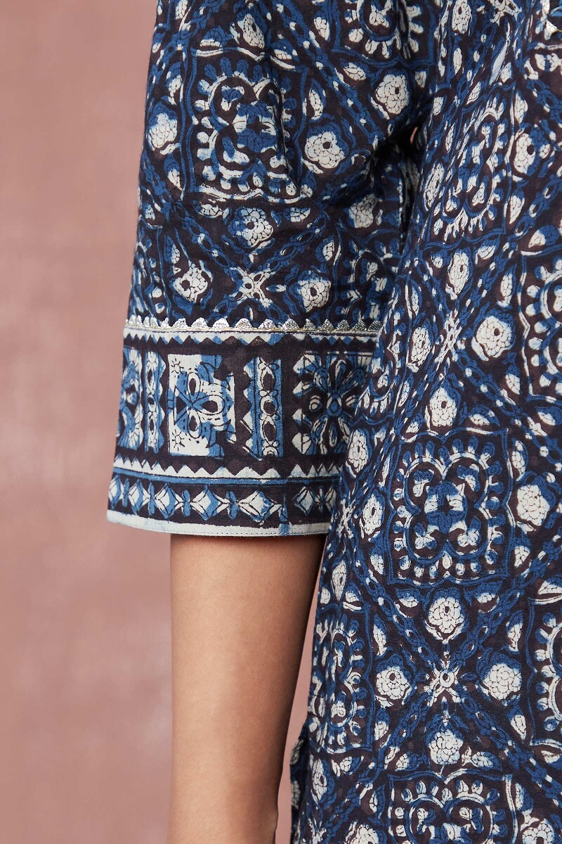 Bagru Hand Block-Printed Straight Cotton Kurta