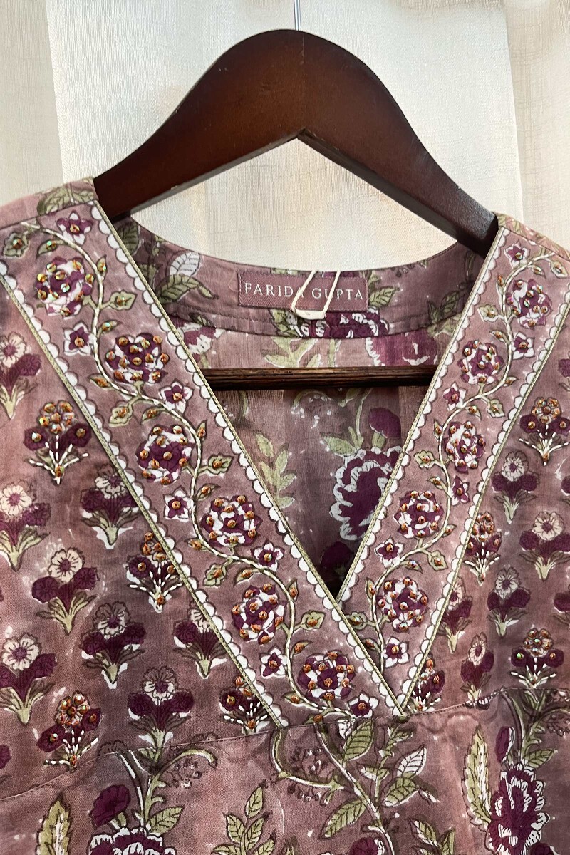 FG Specials: 1 Of 1 - Brown Hand Block-Printed Cotton Kurta and Pants