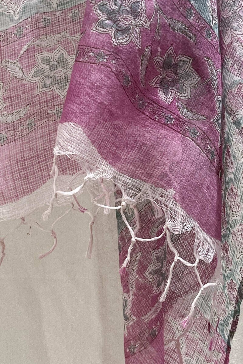 Pink Hand Block-Printed Kota Dupatta