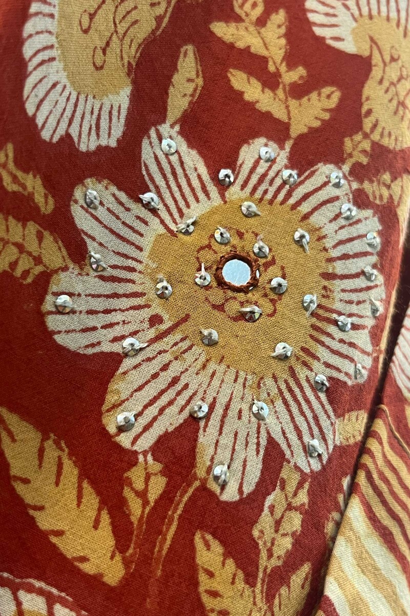 FG Specials: 1 of 1- Red Hand Block-Printed Straight Cotton Kurta