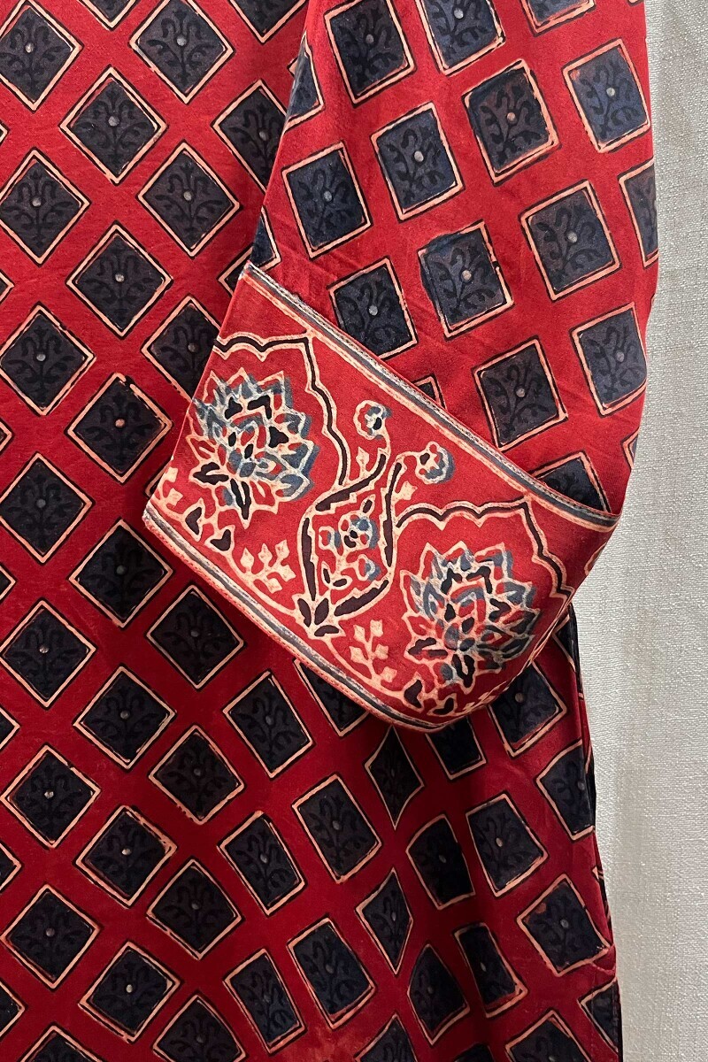 Ajrak Hand Block-Printed Straight Viscose Kurta