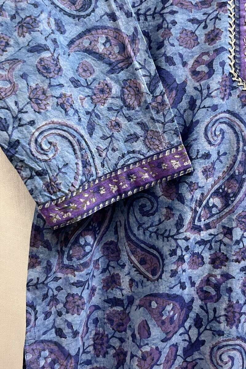Akola Hand Block-Printed Straight Cotton Kurta