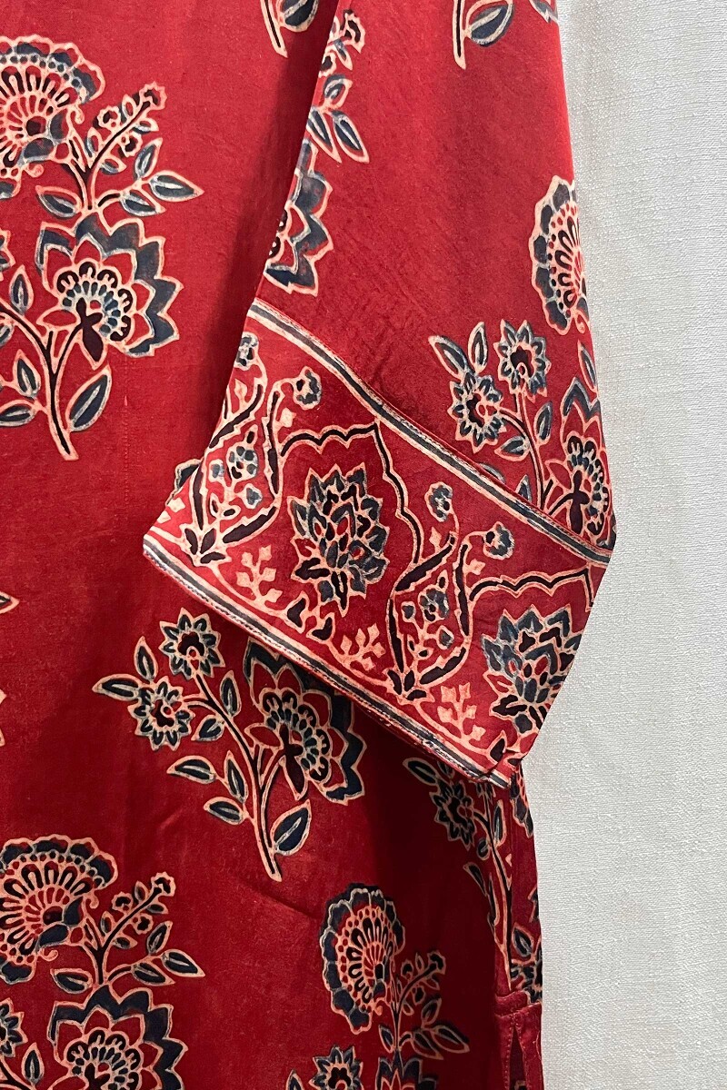 Ajrak Hand Block-Printed Straight Viscose Kurta