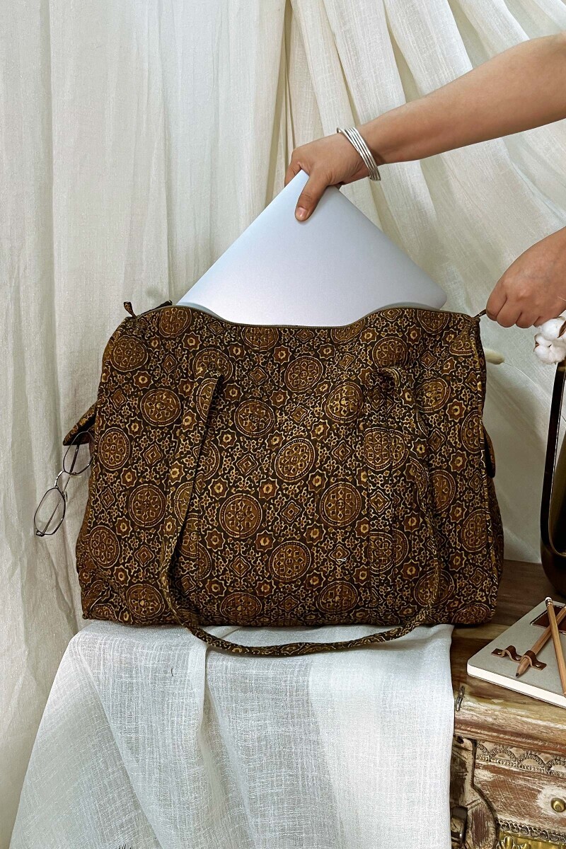 Ajrak Hand Block-Printed Cotton Duffel Bag