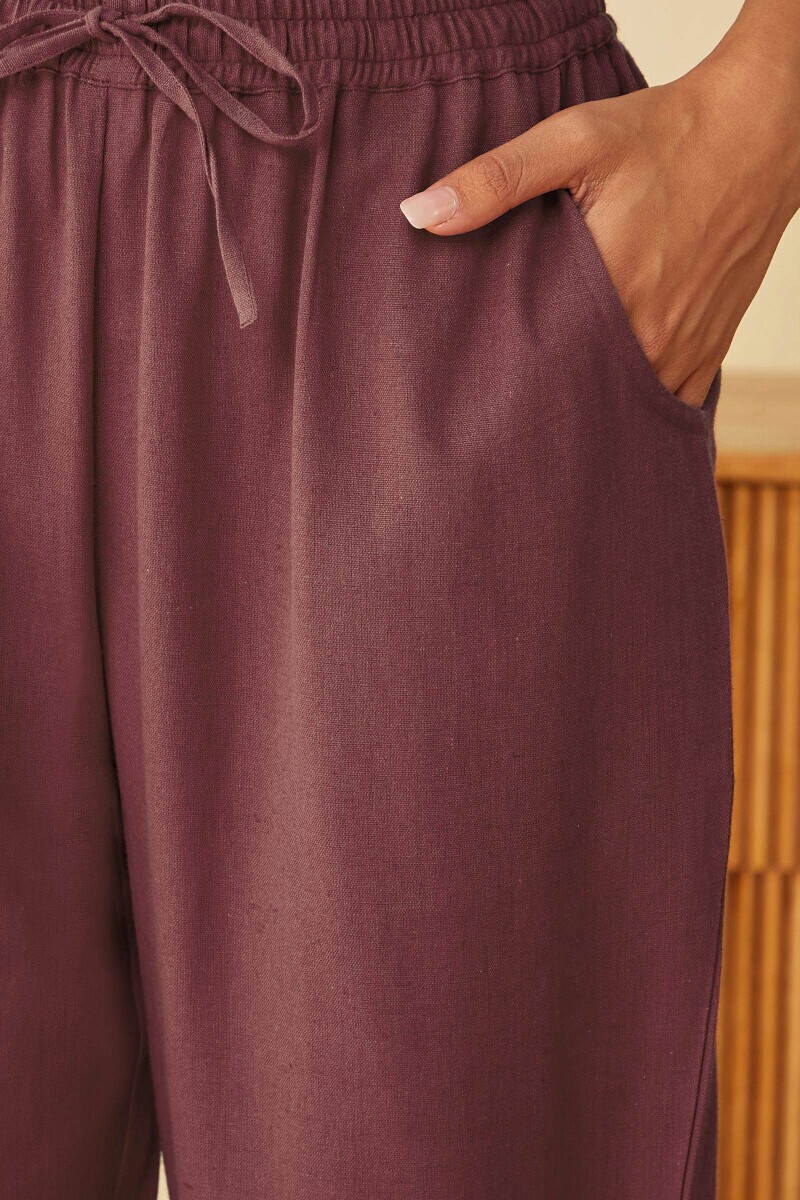 Ruby Pink Handcrafted Cotton Flax Narrow Pants