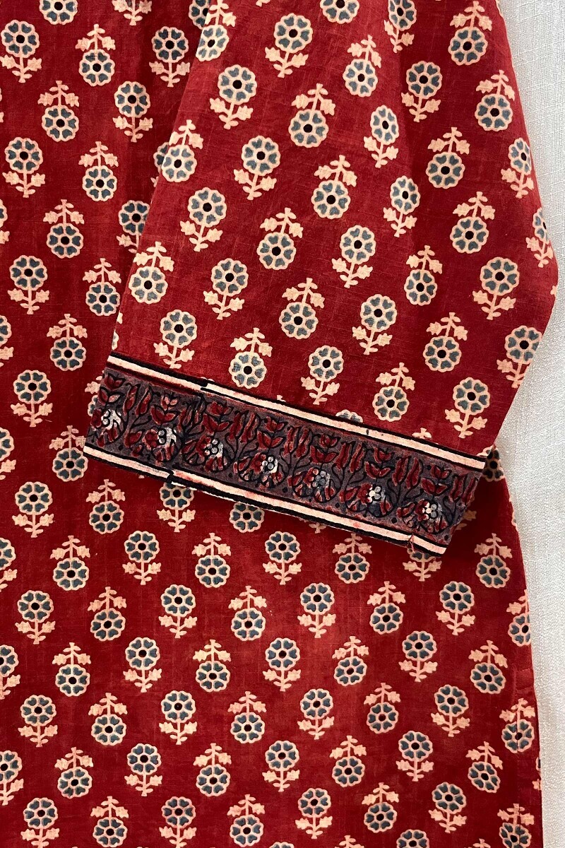 Ajrak Hand Block-Printed Straight Cotton Kurta