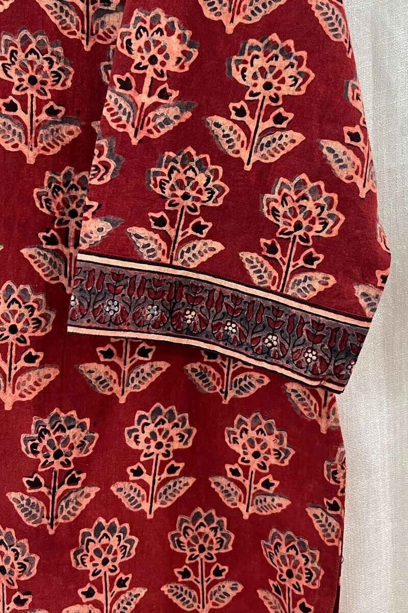 Ajrak Hand Block-Printed Straight Cotton Kurta