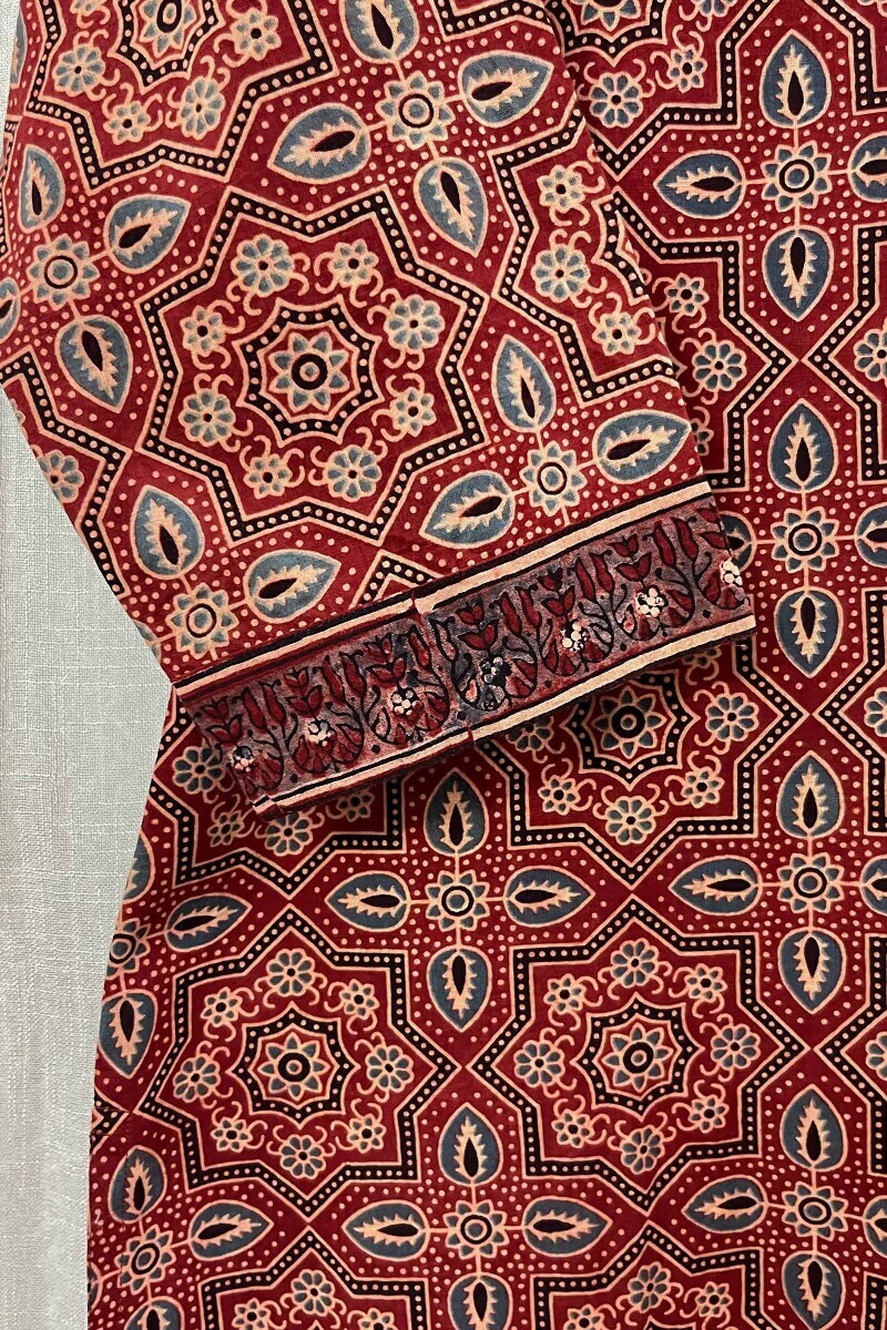 Ajrak Hand Block-Printed Straight Cotton Kurta