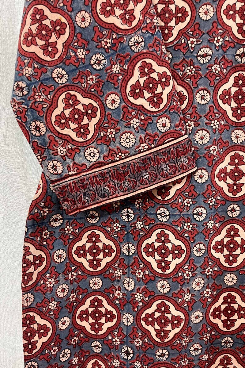 Ajrak Hand Block-Printed Straight Cotton Kurta