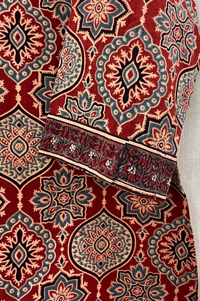 Ajrak Hand Block-Printed Straight Cotton Kurta
