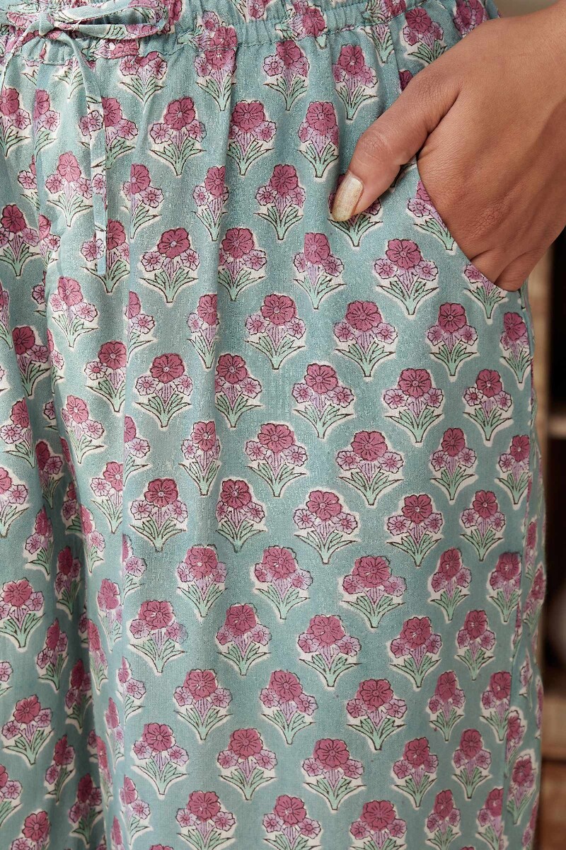 Green Hand Block-Printed Viscose Farsi