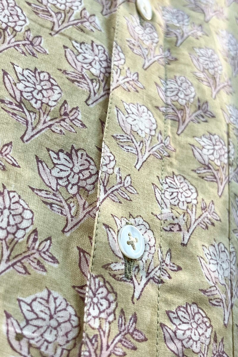 FG Specials: 1 Of 1- Men's Green Hand Block-Printed Cotton Shirt