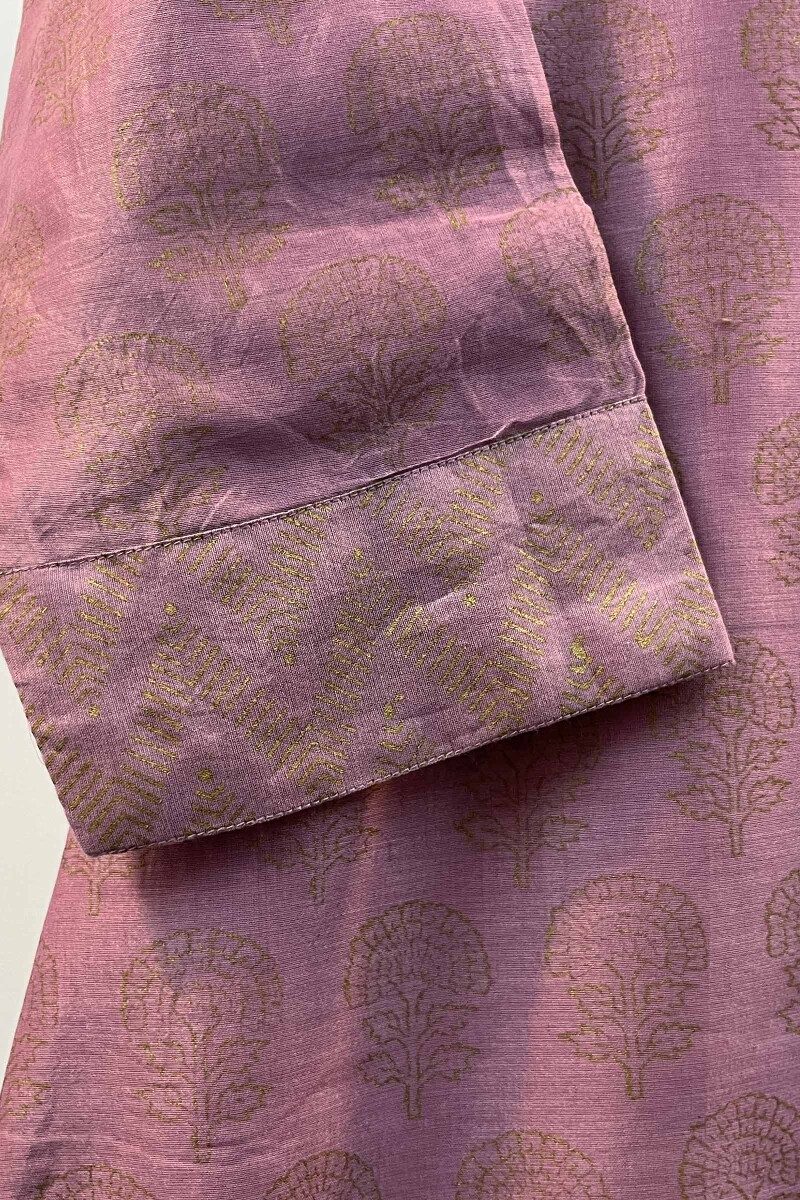 Pink Block Printed Handcrafted Straight Cotton Kurta