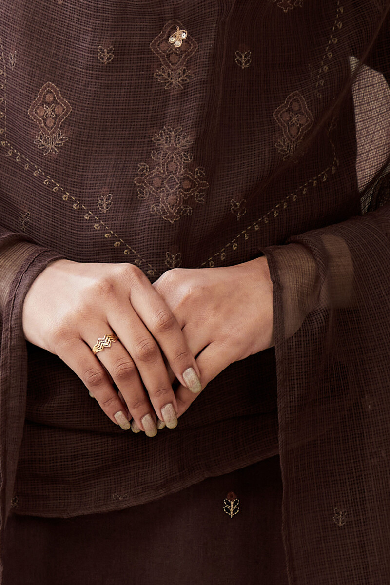 Brown Handcrafted Kota Dupatta