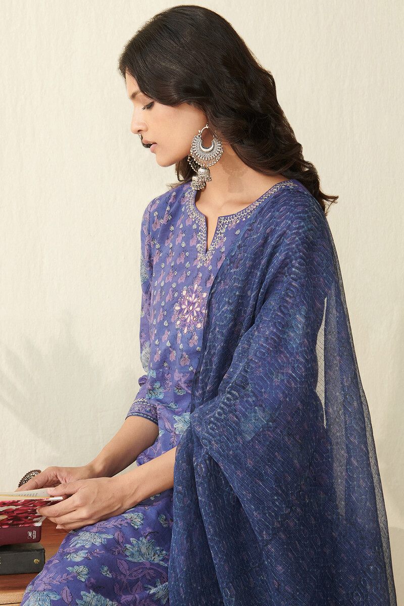 Akola Hand Block-Printed Kota Dupatta