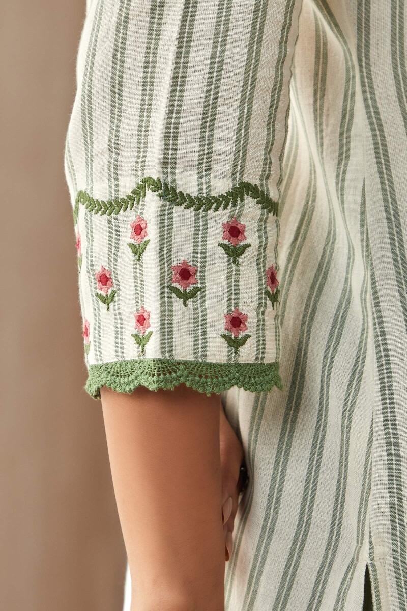 Off-White Handcrafted Straight Cotton Kurta