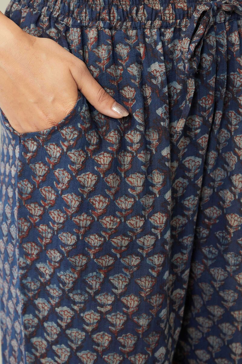Akola Hand Block-Printed Cotton Dobby Narrow Pants
