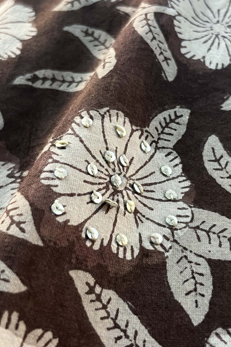 FG Specials: 1 of 1- Brown Hand Block-Printed Cotton Kurta