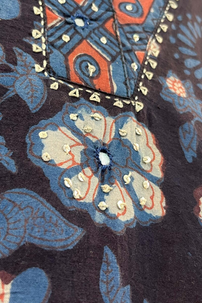 FG Specials: 1 of 1- Black Hand Block-Printed Straight Cotton Kurta
