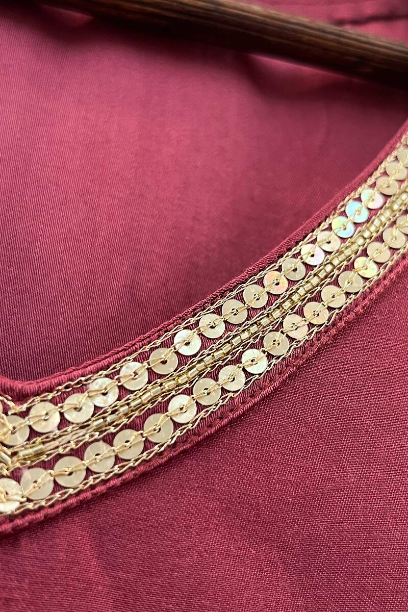 Pink Handcrafted Straight Viscose Kurta