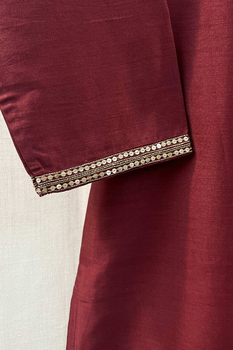 Maroon Handcrafted Chanderi Kurta