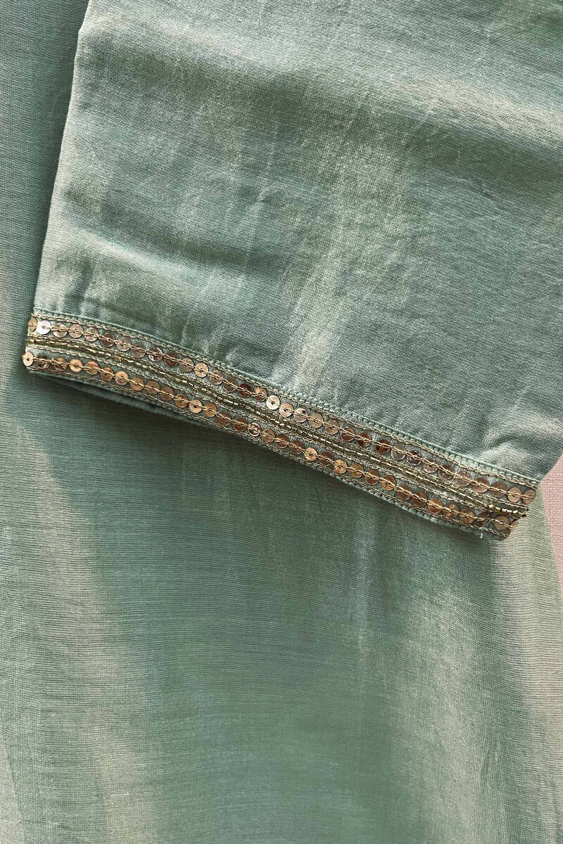 Mint Green Handcrafted Chanderi Kurta