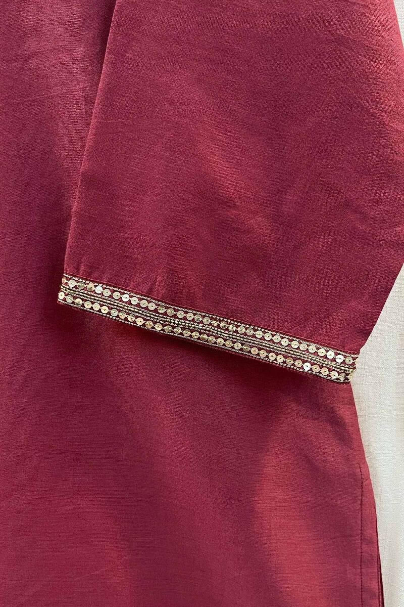 Pink Handcrafted Straight Chanderi Kurta