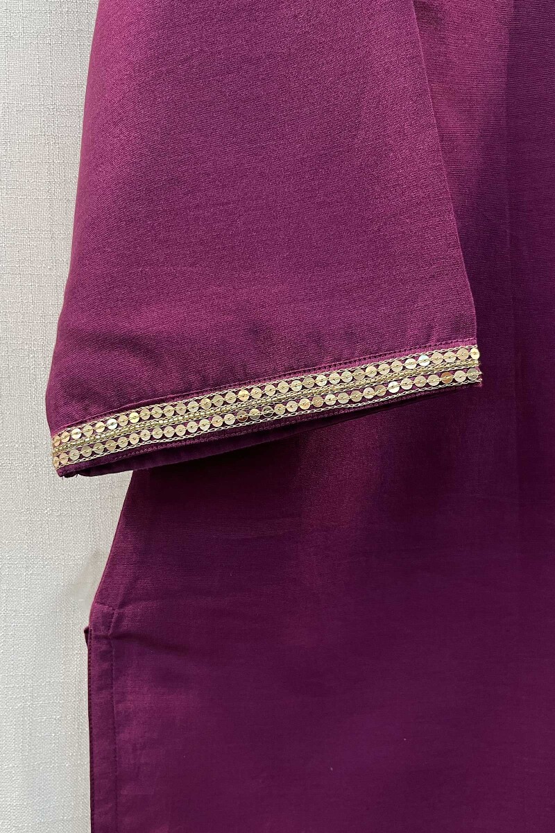 Purple Handcrafted Straight Chanderi Kurta