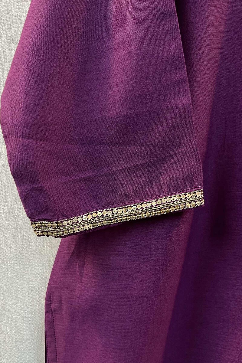 Purple Handcrafted Chanderi Kurta